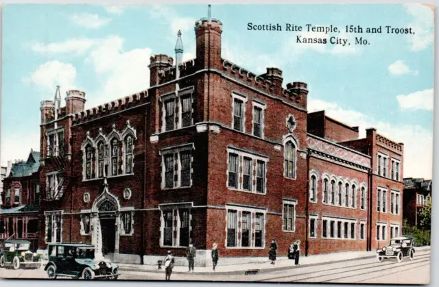 Kansas City Missouri Scottish Rite Temple Church USA MO Vintage DB Postcard