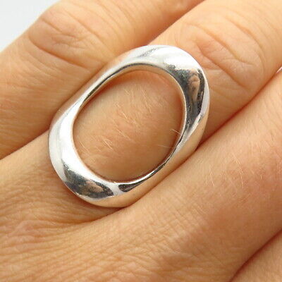 925 Sterling Silver Cutout Modernist Design Wide Ring