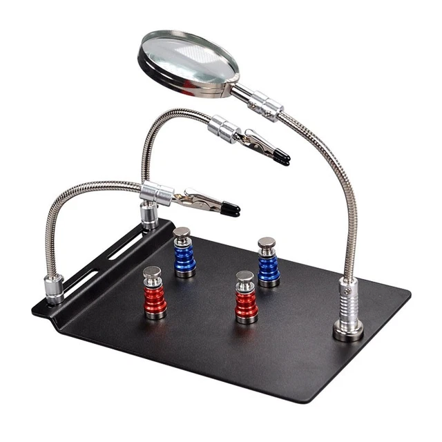 TE-804 Soldering Station PCB Holder with Two Flexible Magnetic Arms &Magnifier