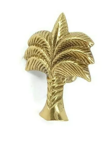 small 6 cm Palm shape KNOB heavy SOLID BRASS Old style house 2.1/2" B