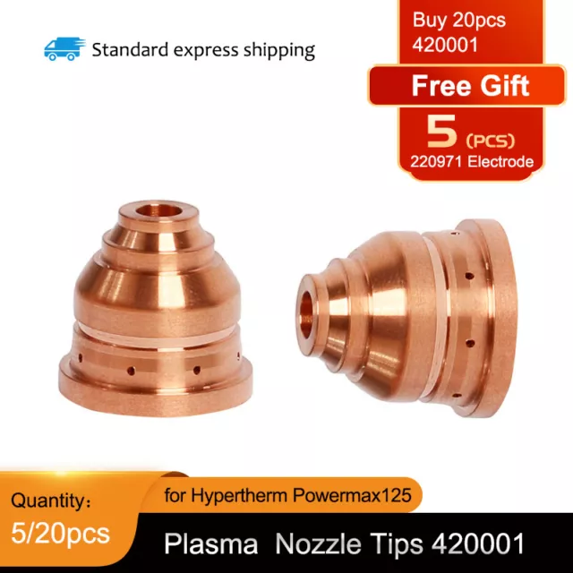 5/20pcs Plasma Nozzle Tips 420001 For Hypertherm PowerMax125 65-125Amp Torch