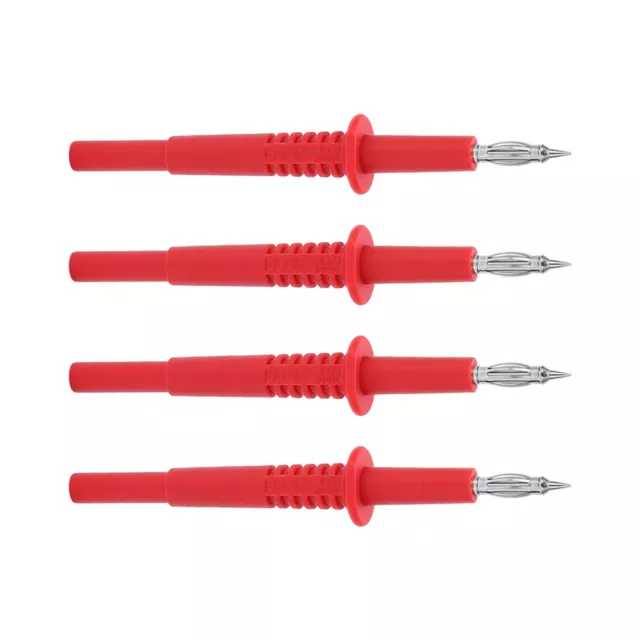 (Red)4Pcs Wire Piercing Probe Probe Pin 4mm Banana Socket Insulation Wire
