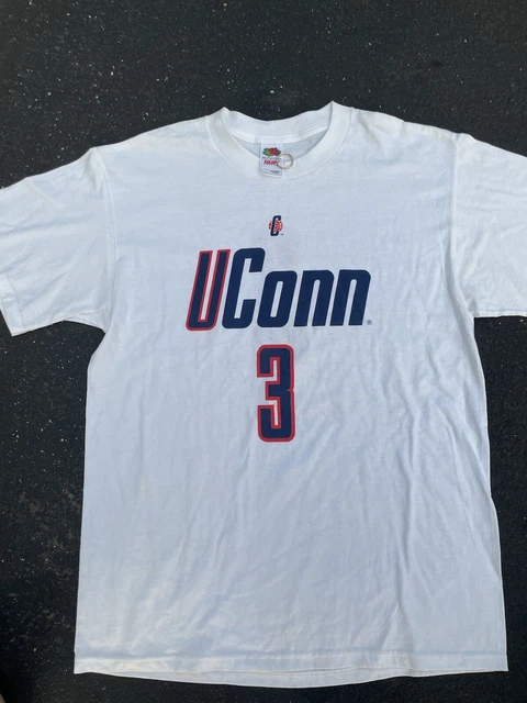Vintage UConn 2000s Jersey Shirt No.3 White Tee Mens Size Large College