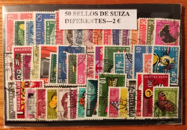 Lote De 50 Sellos Diferentes Usados De Suiza