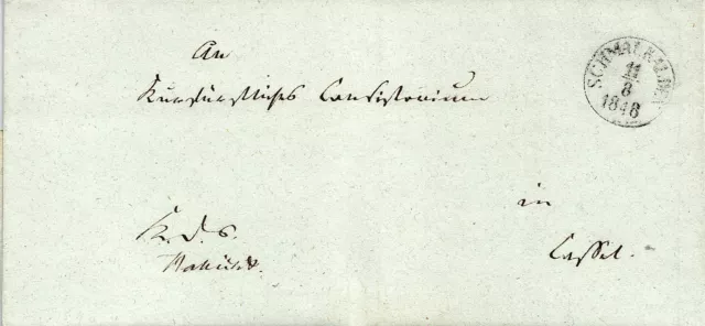 Thurn und Taxis, Brief aus Schmalkalden nach Cassel, 1848 (Stempel ?)