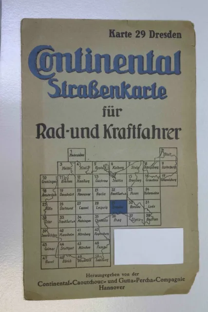 Alte Continental Straßenkarte für Rad- und Kraftfahrer Nr. 29 Dresden