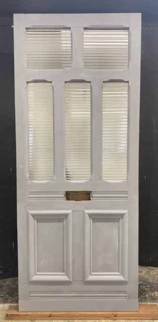 Victorian Textured Glass Front Door Antique Period Reclaimed Old Lead Wood Pine