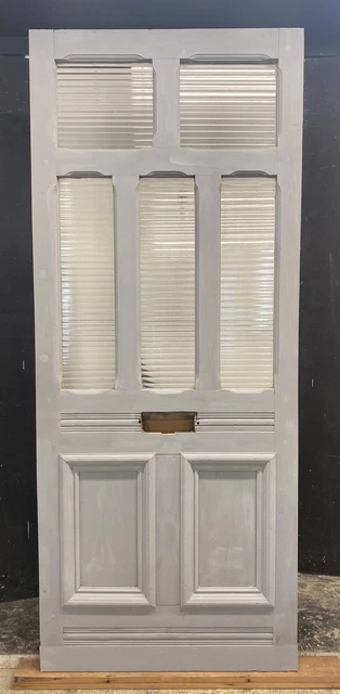 Victorian Textured Glass Front Door Antique Period Reclaimed Old Lead Wood Pine
