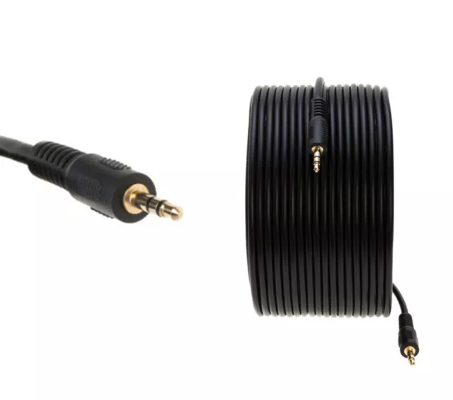 50FT 3.5mm Audio Stereo Male to Male Cable Headphone Car iPad Stereo AUX Cord