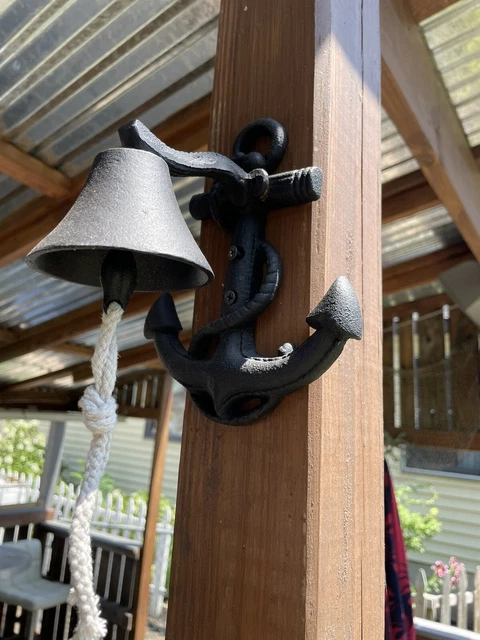 Rustic Black Cast Iron wall mount Anchor Bell 8”
