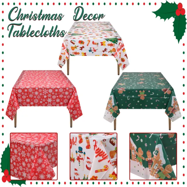 Rectangle Plastique Table Housse Tissu Essuyer Fête Noël Décor Nappes