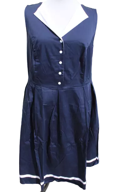 Sheego Vestito Donna Blu Scuro Abito da Cocktail Estivo Taglie Forti senza