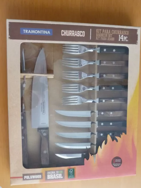 TRAMONTINA ® Steakbesteck Pizza Besteck 14tlg. Grillbesteckset BBQ Churrasco