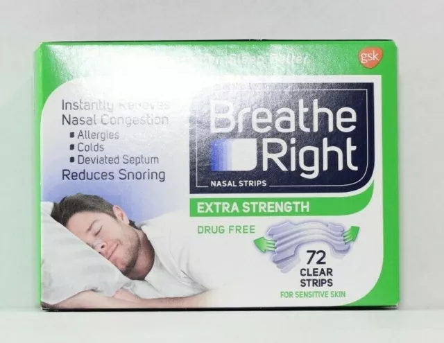 Breathe Right Extra Strength Nasal Strips 72 CLEAR Strips