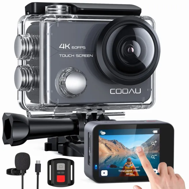 COOAU Action Cam Nativo 4K 60fps 20MP Touch Screen WiFi Zoom 8X EIS AntiShake
