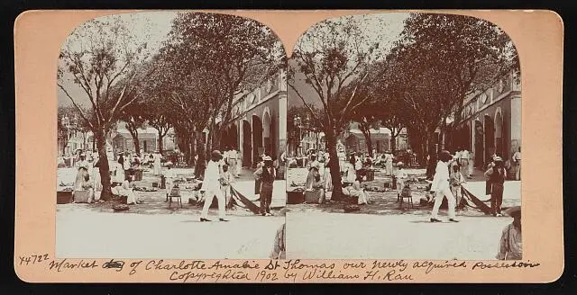 West Indies St. Thomas, Virgin Islands: Market of Charlotte Amalie - Old Photo