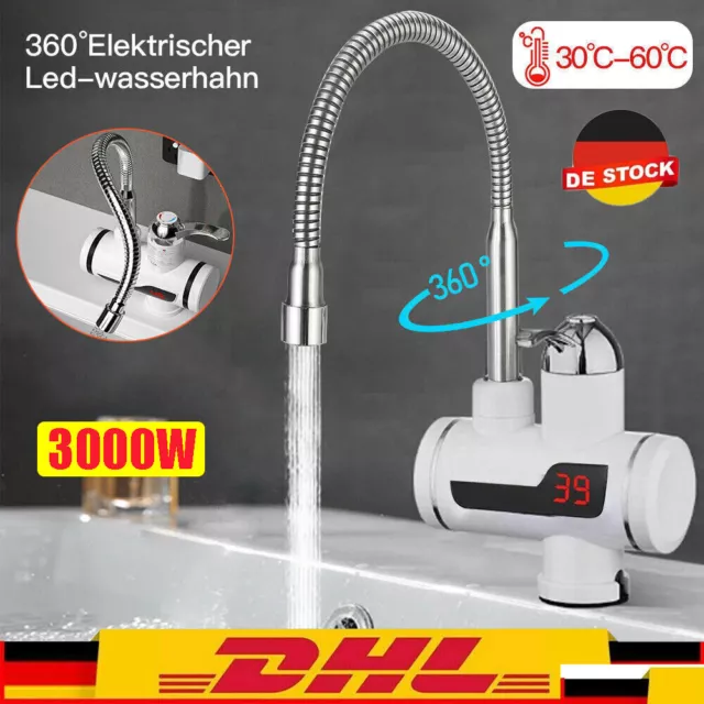 LED Elektrisch Wasserhahn Sofort Heizung Durchlauferhitzer Armatur Küchearmatur