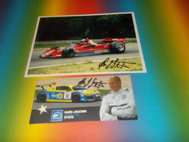 Hans-Joachim Stuck Rennfahrer Formel 1 signed signiert Autogramm 20x28 Foto + AK