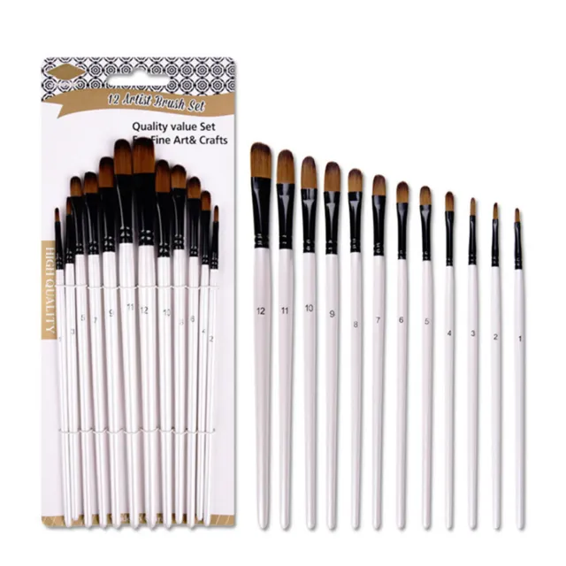 12Pcs Set Art Painting Brushes Acrylic Oil Watercolor Artist Paint Brush Kit