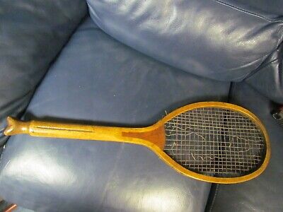 Vintage Wooden Tennis Racket early 19th century fishtail late 1800's early 1900'