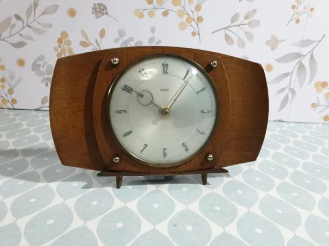 Retro Vintage Metamec Wooden Wind Up Mechanical Mantle Clock Working