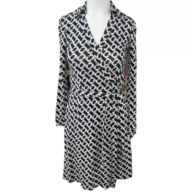 Diane von Furstenberg NEW JEANNE TWO SILK JERSEY CHAIN LINK WRAP DRESS 0/2 XS