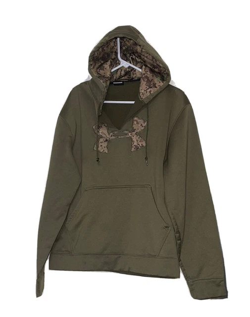 Under Armour Mens Camo Logo Hoodie Size Medium Green DIY V Neck