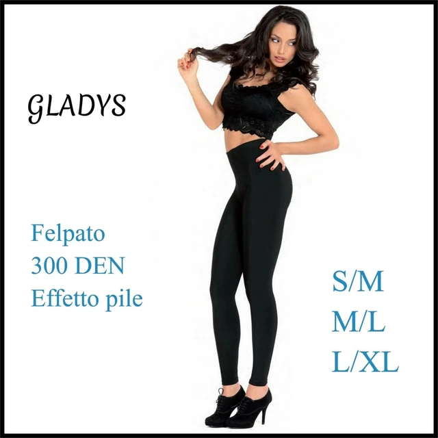 Leggings da donna leggins felpati effetto pile pantacollant invernali caldi neri