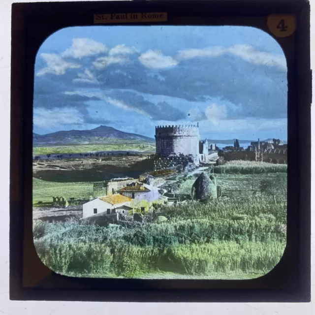 Antique Magic Lantern Slide St Paul In Rome 4 tomb of cecilia metella