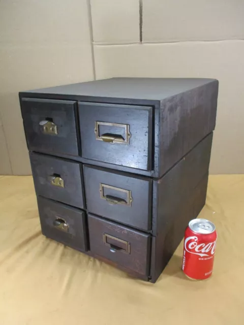Antique Weis Mission Arts Crafts 6 Drawer Wood Index Card File Cabinet Stacking