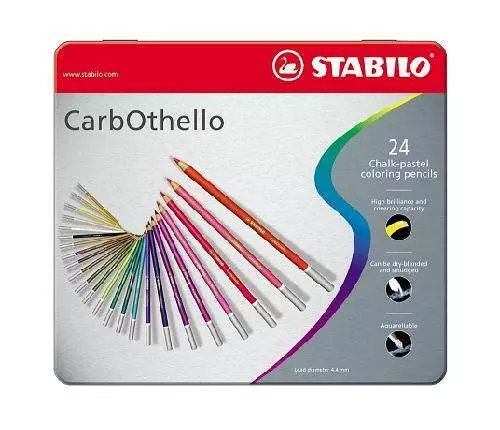 Stabilo CarbOthello Artist Pastel Chalk Colouring Pencils - 24 Colour Metal Tin