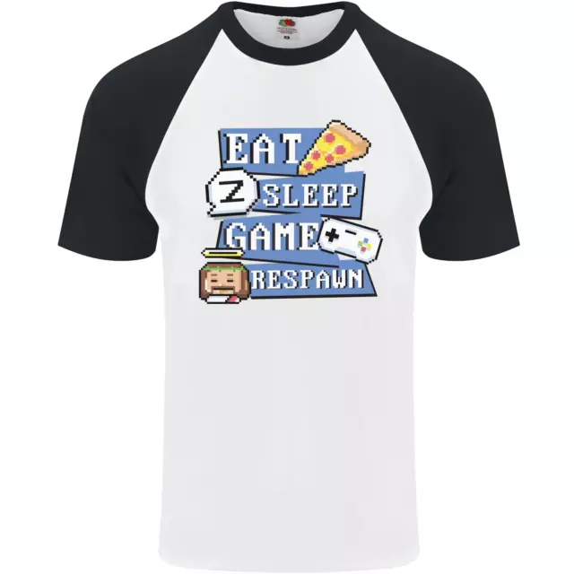 Maglietta da baseball Gaming Eat Sleep Game Respawn Gamer Arcade da uomo S/S