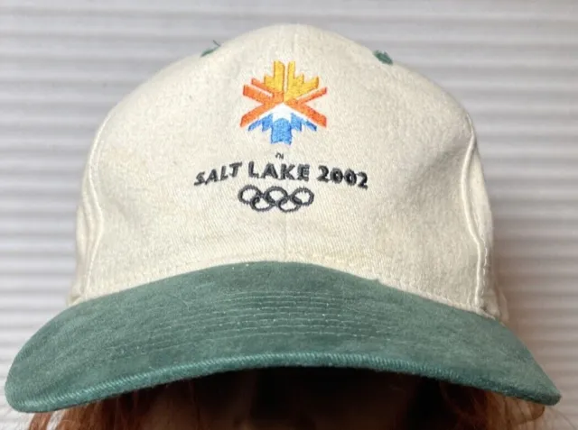 Vintage Salt Lake City 2002 Olympics Snapback Hat Annco Beige