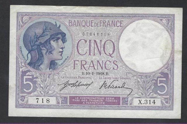 France 1918 5 Franc banknote
