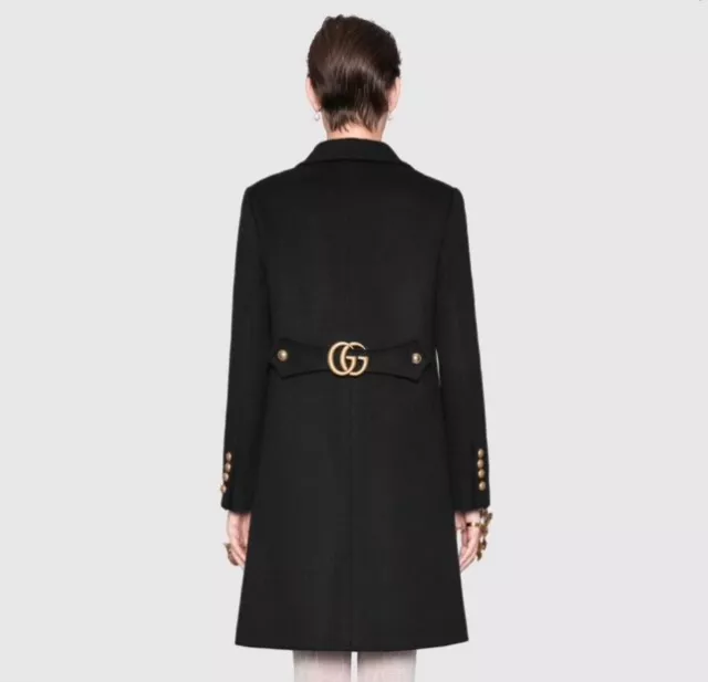 Gucci GG Double G Wool coat GG Marmont logo on back