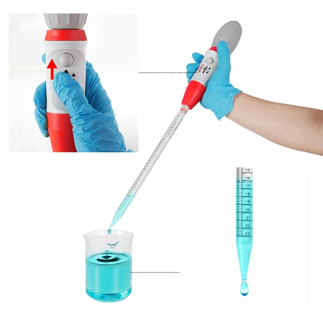 FOUR E'S MANUAL Pipette Filler Lab Serological Pipette Controller 0.1100mL Red EUR 20,36