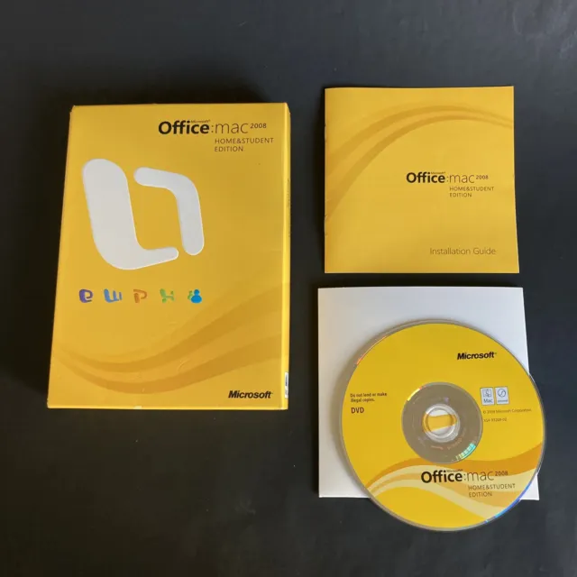 MICROSOFT OFFICE Mac 2008 Home & Student Edition Complete with 3 Product Keys
