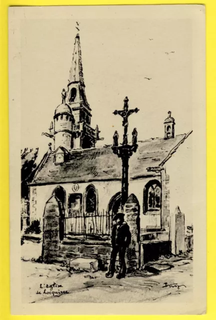 cpa Dessin FRANCE Bretagne 29 - L'EGLISE de LOCQUIREC (Finistère) Calvaire