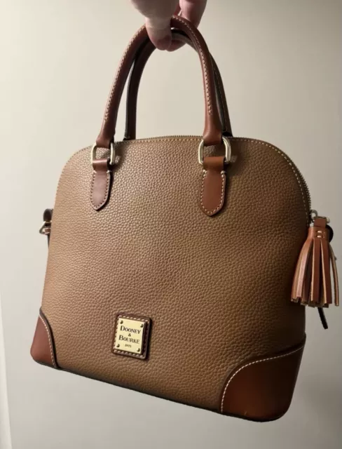 dooney and bourke Pebble Grain Domed Satchel In The Color Carmel