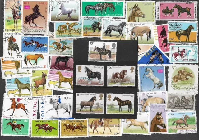 Horses on stamps 500 all different lovely collection   10/12/22