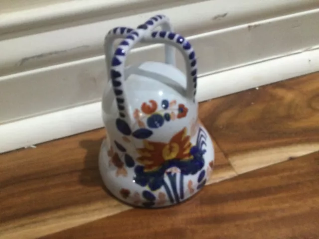 Vintage Hand painted Bell ORANGE BLUE FLOWER for Tiffany & Co. Italy,