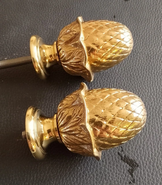 2 Embouts Boule De Tringle à Rideau Anciens - Diamètre 6 Cm - Bronze Doré