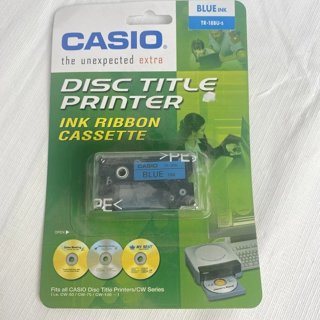 Casio Blue Ink Ribbon Cassette TR-18BU for CD/DVD Disc Title Printer