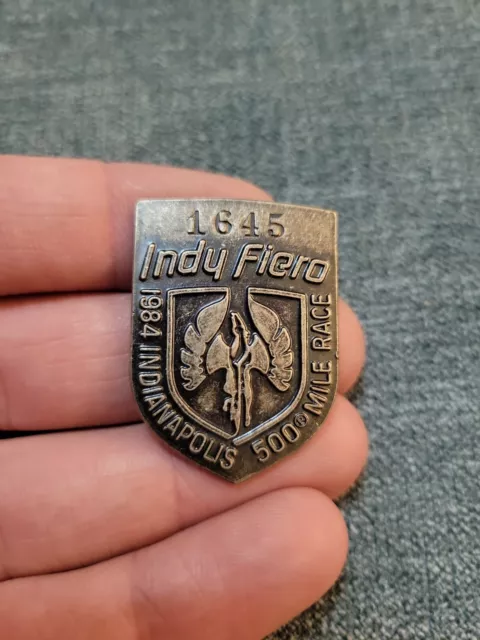 1984 Silver Indianapolis Motor Speedway Indy 500 Indy Fiero Pit Badge