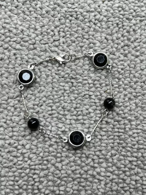 Beautiful Black And Silver Tone Women’s Bracelet Small Classic