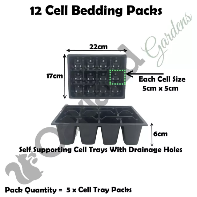 12 Cell Bedding Pack Plug Plant Half Size Seed Multi Trays With Holes Qty = 5