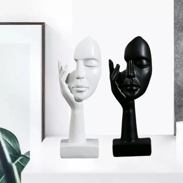 Visage abstrait Sculpture Figurine Studio Artisanat Décoration Noir et Blanc