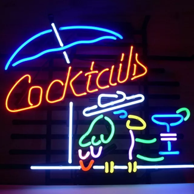 Cocktails Neon Sign Bier Bar Wand Dekor Leuchtreklame Kunstwerk Schild 17"x14"