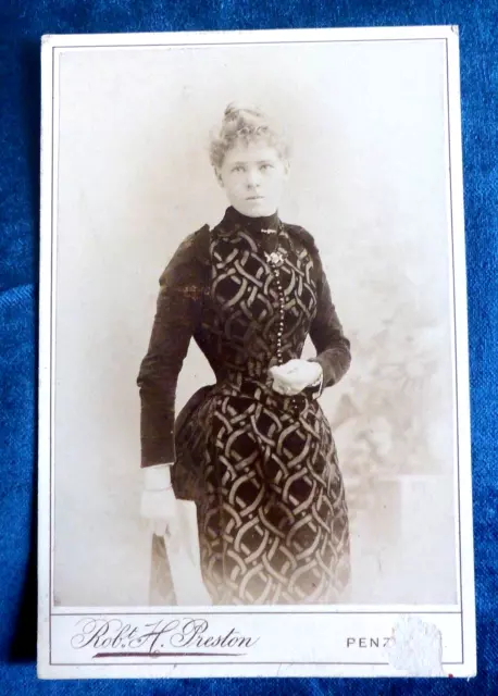 Stunning Antique Cabinet Photo Portrait of a Lady, Penzance c1880