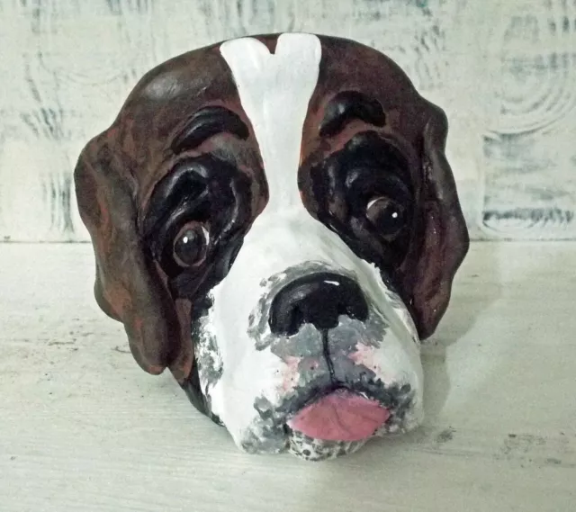 New  Nostalgic Style Saint Bernard Dog Pottery Pot Container One of a Kind